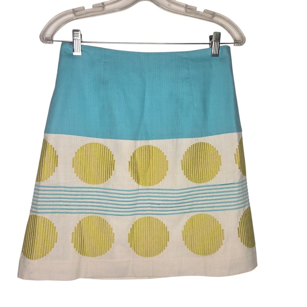 Boden Retro Mod Skirt A Line Summer Work Embroidered Dot Cotton Career Womens 4